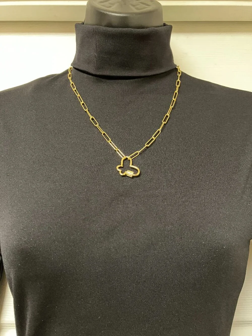 Butterfly Cubic Zirconia Pendant on 18 inch Brass Paper Clip chain Brand New